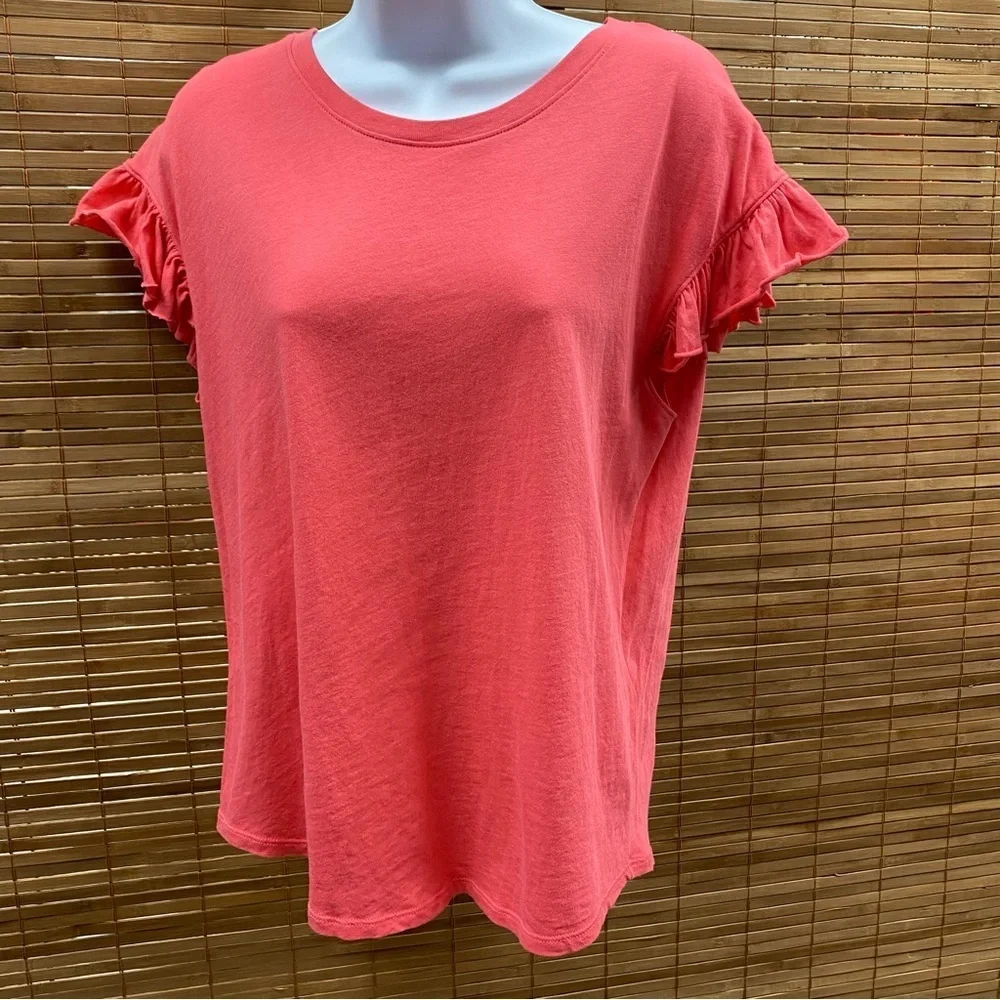 T58 Kate Spade New York RUFFLE SLEEVE TEE IN PEACH SHERBET